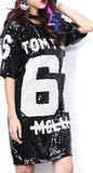 Sequin Embellished Jersey T-Shirt in Black - DESIGNER INSPIRED FASHIONS
