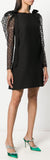 Black Sequined Puff-Sleeve Mini Dress
