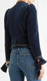 Grosgrain-Trimmed Ruffled Cotton-Velvet Jacket