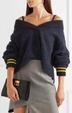 Cold-Shoulder Striped Sweater