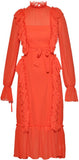 Ruffled Chiffon Dress - Light Blue or Bright Red