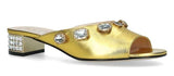 Metallic Leather Lyric Mules - Green, Gold, Pink