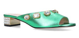 Metallic Leather Lyric Mules - Green, Gold, Pink