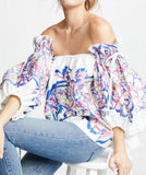 Off-Shoulder Blouson Sleeve Top