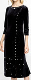Embellished Black Velvet Dress
