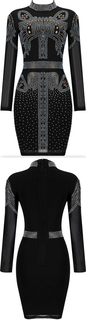 Crystal-Studded Stretch Mini Dress