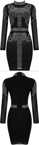 Crystal-Studded Stretch Mini Dress