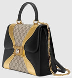 GG Supreme and Leather Top Handle Bag