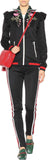 Embroidered Technical Jersey Jacket and Embroidered Wide Leg Jogging Pants, Black