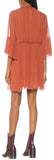 Light Silk Cr̻pon Dress with Embroidered Details, Auburn/Orange