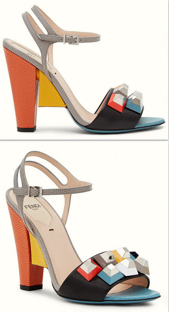 Sculptured Sandals in Multi Color with Studs and Crystals - DESIGNER INSPIRED FASHIONS