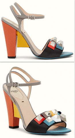 Sculptured Sandals in Multi Color with Studs and Crystals - DESIGNER INSPIRED FASHIONS