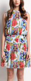 Floral-Printed Pleated Silk & Chiffon Mini Dress