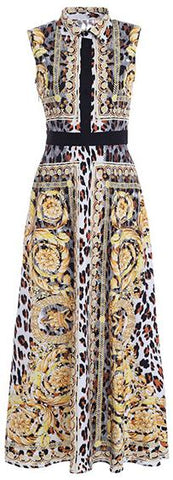 Leopard Print Sleeveless Maxi Dress