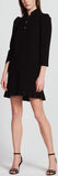 Black Textured Dress with Jewelled Buttons