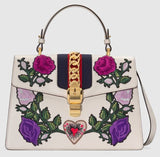 Sylvie Embroidered Medium Top Handle Bag