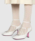 T-strap Leather Pump with Pearls - White or Black