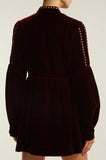Studded and Pleated Velvet Mini Dress