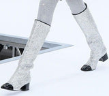 Glitter High Boots, Silver