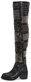 'Valdez' Studded Leather Boots in Black - DESIGNER INSPIRED FASHIONS