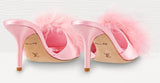 Maribou Trimmed Mules - Pink or White