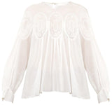 Lace-Trimmed Cotton Voile Blouse-White - DESIGNER INSPIRED FASHIONS