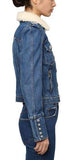Denim Cotton Jacket with Faux Fur Collar