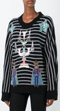 Embellished Stripe Knit Sweater in Black - DESIGNER INSPIRED FASHIONS