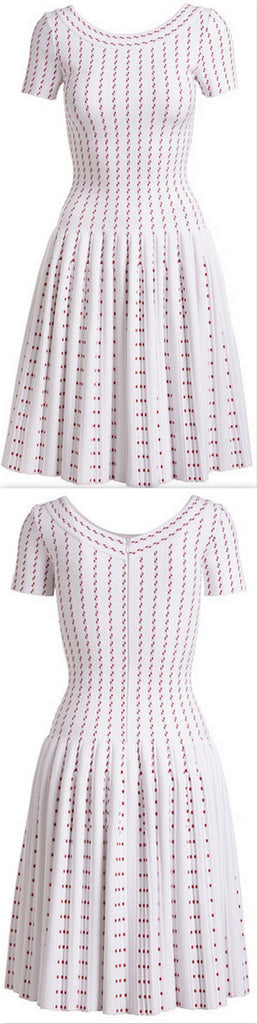 Knit Dress in Dotted Stripes - DESIGNER INSPIRED FASHIONS