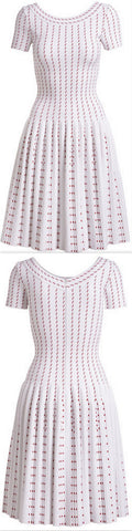 Knit Dress in Dotted Stripes - DESIGNER INSPIRED FASHIONS