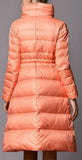 Puffer Coat with Removable Fur Collar, Peach/Orange