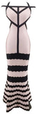Color-Contrasting Strappy Fluted Bodycon Maxi Dress - DESIGNER INSPIRED FASHIONS
