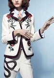 Embroidered Blazer & Pant Set in White - DESIGNER INSPIRED FASHIONS