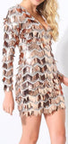 Sequin-Embellished V-Neck Mini Dress