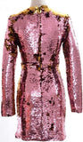 Two-Toned Sequined V-Neck Mini Dress