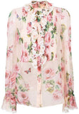 Rose-Print Ruffled Blouse | DESIGNER INSPIRED FASHIONS