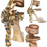 'Virginia' Embellished Sandals in Beige - DESIGNER INSPIRED FASHIONS