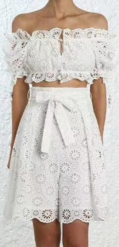 Off-Shoulder Cut-Out Top and Short Set