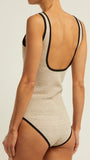 Logo Intarsia Linen-Blend Bodysuit, Beige | DESIGNER INSPIRED FASHIONS