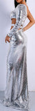 Cut-Out Sequin-Embellished Gown