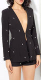 Pearl-Embellished Blazer and Short Set