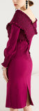 Smocked Crossover Midi Dress