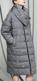Textured Embellished Down Coat in Grey or Cream - DESIGNER INSPIRED FASHIONS