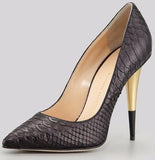 Snakeskin Leather Stiletto Pumps in Black or White - DESIGNER INSPIRED FASHIONS