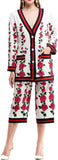 Floral Print Oversized Cardigan Sweater & Cropped Pant Set