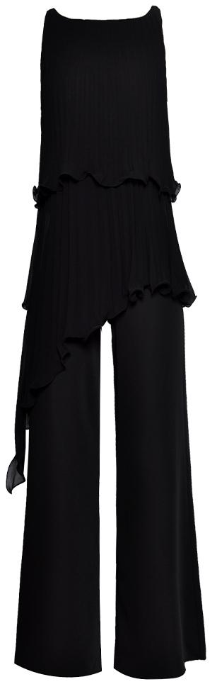 Asymmetrical Plisse Top and Pant Set - Black or White