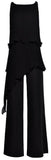 Asymmetrical Plisse Top and Pant Set - Black or White