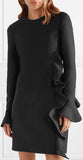 Ruffled Mini Dress, Black