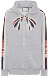 Grey Stripe Zip Hooded Sweatshirt