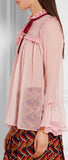 Lace-Trimmed Pink Crinkled Blouse - DESIGNER INSPIRED FASHIONS